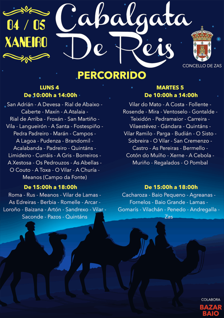 Cabalgata reis magos concello zas