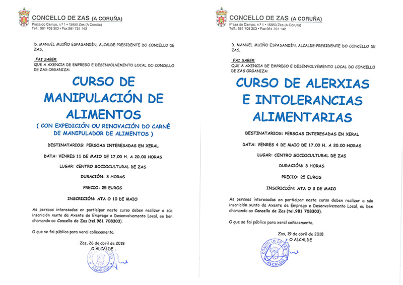 Cursos hosteleria concello zas