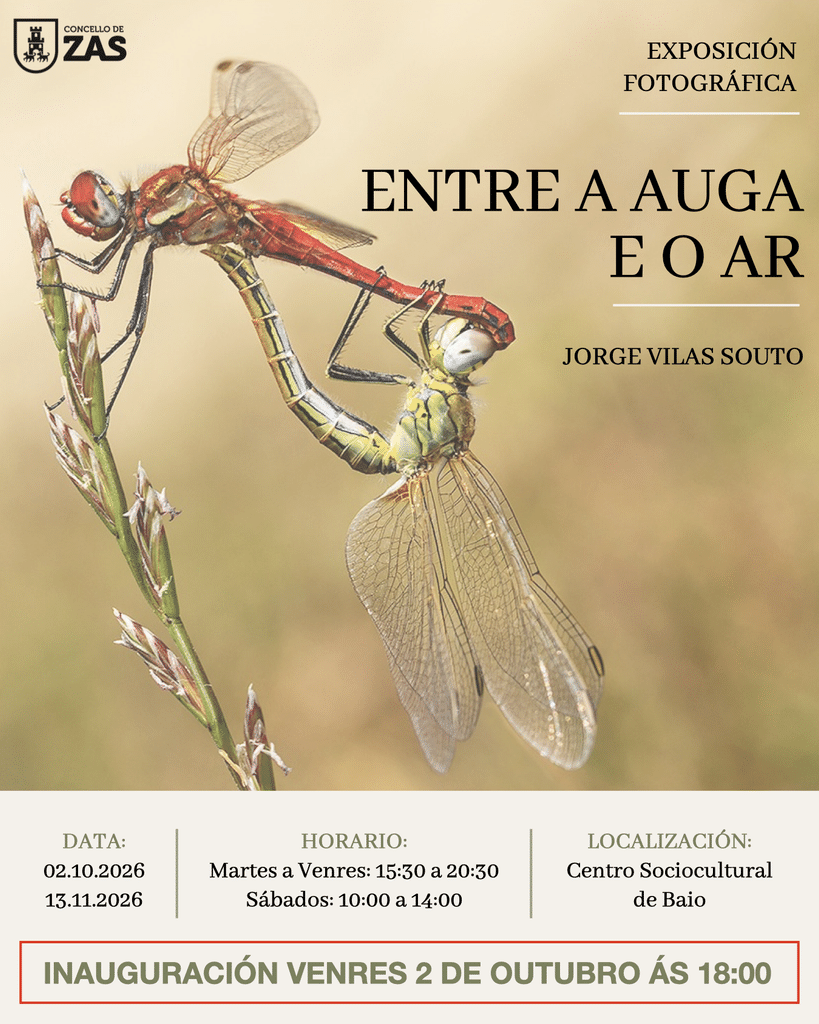 CARTEL ZAS O Centro Sociocultural de Baio retoma a súa programación expositiva cunha mostra fotográfica de Jorge Vilas