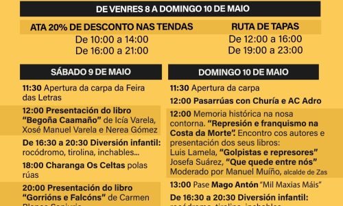 CARTEL ZAS O Concello de Zas impulsa o comercio local e a cultura coa celebración da Feira das Letras
