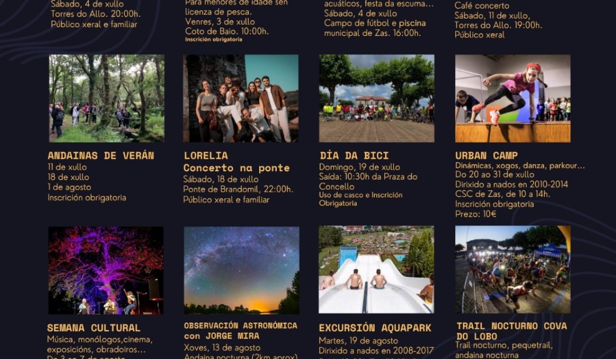CARTEL ZAS O Concello de Zas presenta unha ampla programación de actividades para un verán activo que favoreza a conciliación