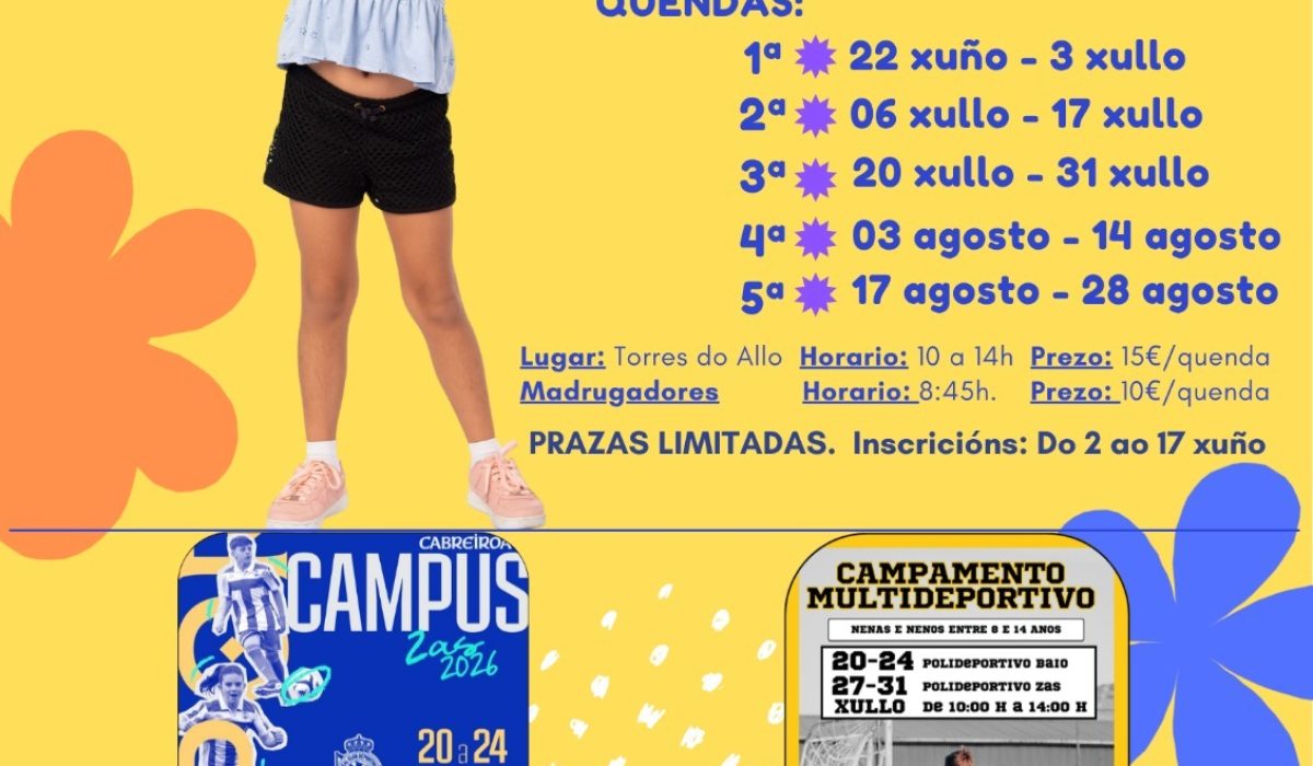 CARTEL ZAS O Concello de Zas reforza a súa aposta pola conciliación e o lecer infantil cun amplo programa de actividades para este verán