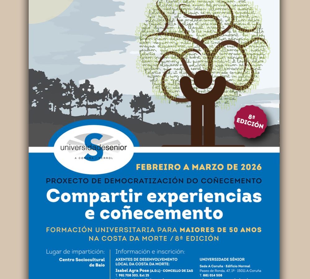 CARTEL ZAS Zas acollerá en febreiro e marzo a oitava edición da Universidade Sénior da Costa da Morte