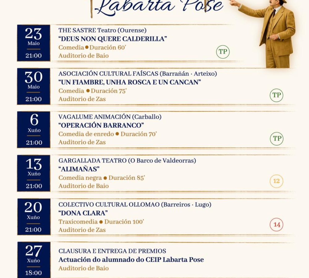 CARTEL ZAS Zas presenta o cartel oficial da IX Mostra de Teatro Afeccionado Labarta Pose